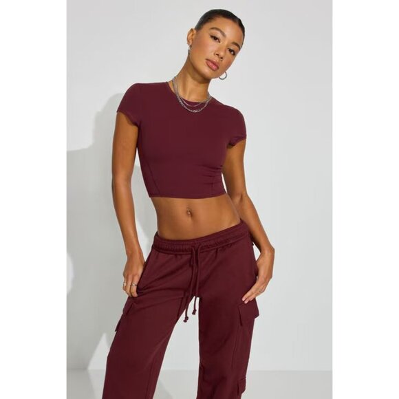 NWT GARAGE PORT ROYALE BURGUNDY SOFT ACTIVE TEE, SIZE: SMALL - Picture 1 of 6